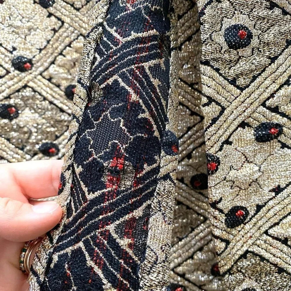 Vintage - Gold Silver Thread Jacquard Pattern Maxi Skirt - Picture 7 of 7